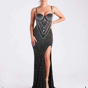 Candice Formal Rhinestone A-Line Long Dress